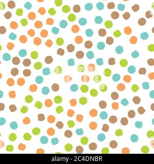 Scattered colorful brush dots. Seamless background pattern. Abstract vector wallpaper. Stock Vector