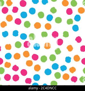 Scattered colorful brush dots. Seamless background pattern. Abstract vector wallpaper. Stock Vector