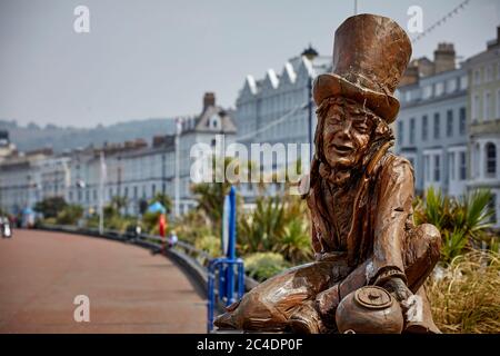 Llandudno, North Wales,  character from Alice in Wonderland made by Hedger on the seafront promenade Stock Photo