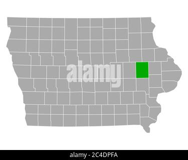 Map of Linn in Iowa Stock Photo