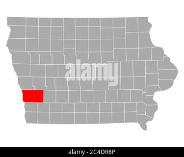 Map of Pottawattamie in Iowa Stock Photo