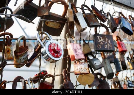 The Kladka Bernatka- bridge of love with love padlocks in Krakow ...
