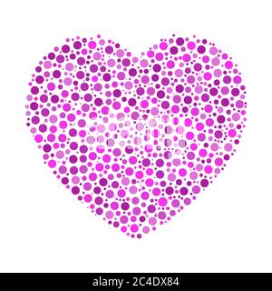 Heart mosaic of violet dots in various sizes and shades. Vector illustration on white background. Stock Vector