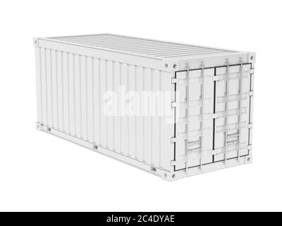 Shipping freight container. White intermodal container Stock Photo