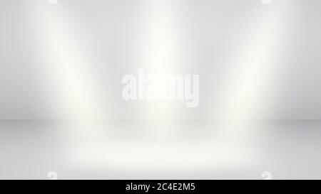 White empty studio background with three rays of light Stock Vector