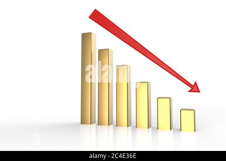 3D Render of Business graph going down Stock Photo