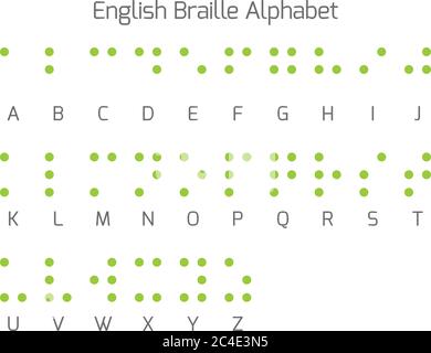Braille alphabet letters. Braille is a tactile writing system used by people who are blind or visually impaired. Vector illustration. Stock Vector