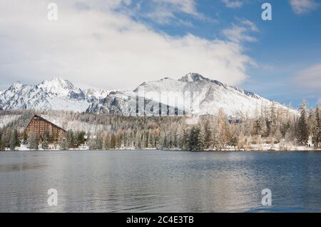 Strbske Pleso lake in winter in  High Tatras, Slovakia Stock Photo