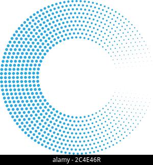 Abstract ring of blue dots. Halftone effect with gradient. Modern design vector background. Stock Vector