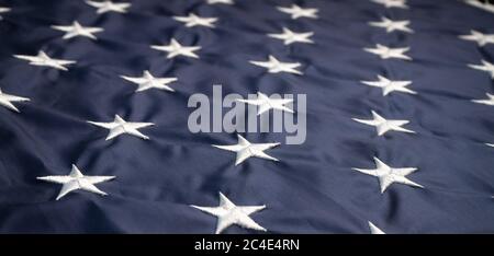 American stars on usa flag. Macro or close up shot. Independence Day concept Stock Photo