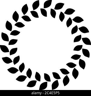 Wreath ring of black leafs. Simple flat vector illustration. Stock Vector