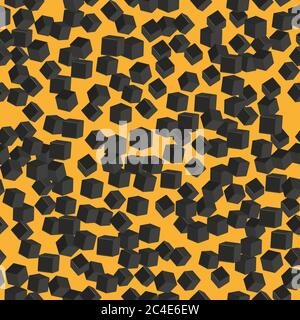 Black Cubes Seamless Pattern on Yellow Stock Vector
