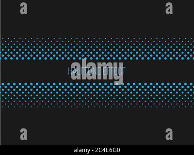 Halftone effect title strip with blue text on dark grey background. Vector illustration. Stock Vector