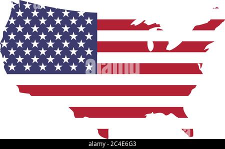 USA flag in a shape of US map silhouette. United States of America symbol. EPS10 vector illustration.