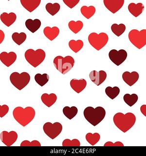 Red hearts seamless pattern. Random scattered hearts background. Love or Valentine theme. Vector illustration. Stock Vector