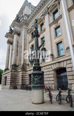 An antique old street lamp near the Reichstag building.  Gaslight and Gas Lamps of Berlin, Germany. Stock Photo