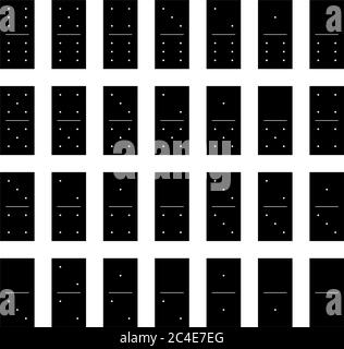 Domino set of 28 tiles. Black pieces with white dots. Simple flat vector illustration. Stock Vector