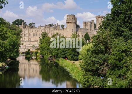 Warwick Castle and the River Avon Warwick Warwickshire West Midlands England Stock Photo