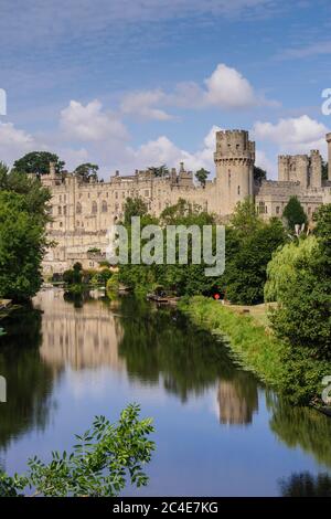 Warwick Castle and the River Avon Warwick Warwickshire West Midlands England Stock Photo