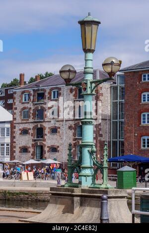 Old bonded warehouses now craft shops River Exe Exeter Quay Exeter Devon England Stock Photo