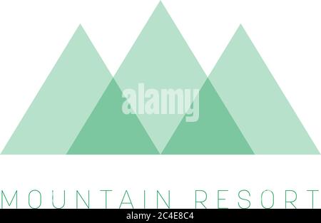 Mountain Resort logo template. Green triangle shape logotype for business or travel company. Vector illustration. Stock Vector
