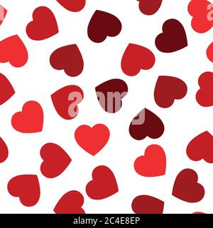 Red hearts seamless pattern. Random scattered hearts background. Love or Valentine theme. Vector illustration. Stock Vector