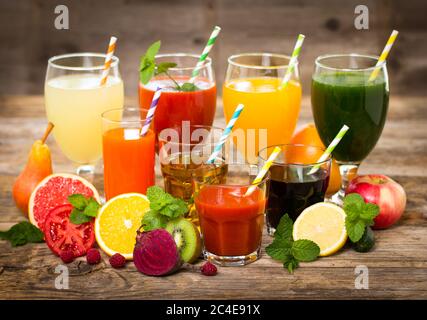 Fruit and vegetables juices Stock Photo