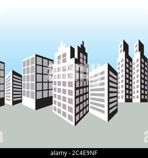 Skyline with abstract black and white buildings. Stock Vector