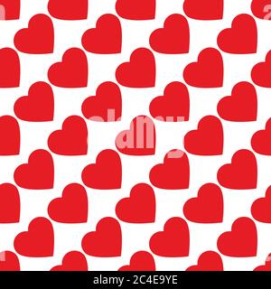 Red hearts on white seamless background. Stock Vector