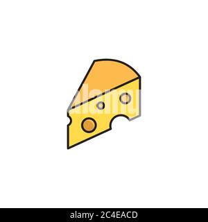 Piece of cheese vector icon symbol food isolated on white background Stock Vector