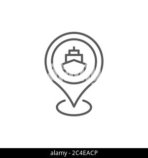 Port location pin vector icon symbol map isolated on white background Stock Vector