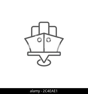 Port location pin vector icon symbol map isolated on white background Stock Vector