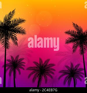 Beautifil Palm Trees background Vector Illustration Stock Vector