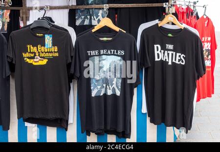 The Beatles T shirts for sale near the Cavern Club in Liverpool