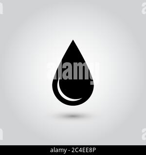 Black drop icon. Oil or water symbol. Simple flat vector illustration with shadow isolated on white background. Stock Vector