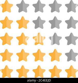 5 star rating set. Simple rounded shapes in grey and yellow. Stock Vector