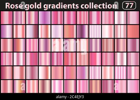 Rose gold gradient set. Metallic pink swatch collection modern color. Vector illustration Stock Vector