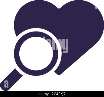 search magnifying glass with heart silhouette style icon vector illustration design Stock Vector