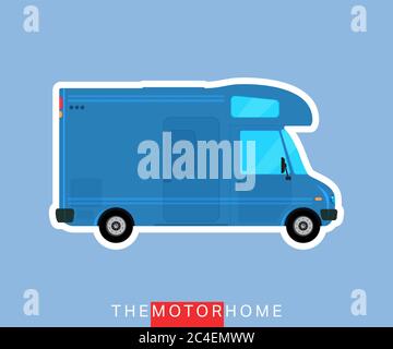 Recreational motorhome vehicle, camper van, caravan bus. Vector illustration Stock Vector