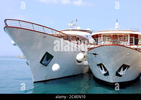 Two ships at Split city harbor in Croatia Stock Photo