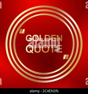 Quote text bubble template. Golden ring quote. Abstract red background. Vector illustration. Stock Vector
