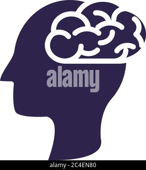 head human profile with brain silhouette style icon vector illustration design Stock Vector