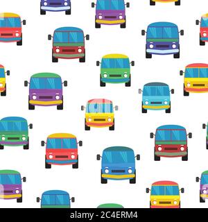 Seamless pattern with colored vans on transparent background. Stock Vector