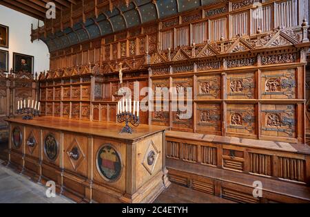 Hall of Peace in the townhall, Treaty of Westphalia, Interior shot in the historic town hall of Muenster, North Rhine-Westphalia, Germany Stock Photo