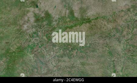 North East, region of Ghana. Satellite imagery. Shape outlined against its country area. 3D rendering Stock Photo