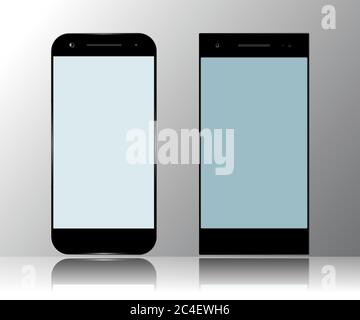 Smartphone Isolated. Mockup Design Mobile Phone. Two Smart Phone. Vector Illustration. Stock Vector
