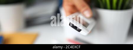 Person using conditioner Stock Photo