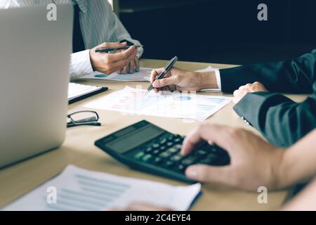 Business team discussing with colleagues with entrepreneurs. Stock Photo