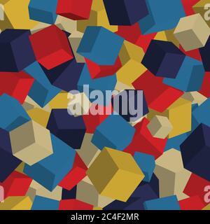 Seamless pattern with 3d multicolored cubes. Vector design. Stock Vector