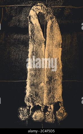 Distressed overlay texture of golden natural fur, grunge vector background. abstract halftone vector illustration Stock Vector